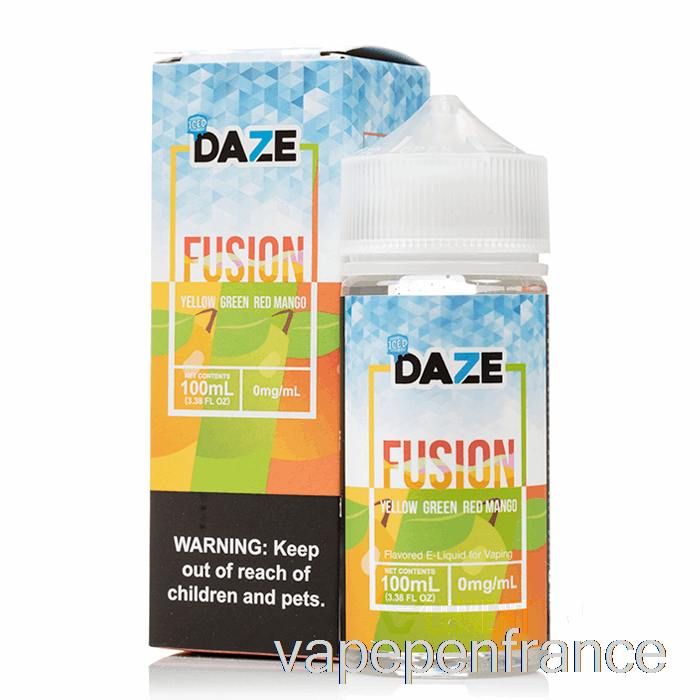 Mangue Rouge Jaune Vert Glacé - 7 Daze Fusion - Stylo Vape 100 Ml 6 Mg